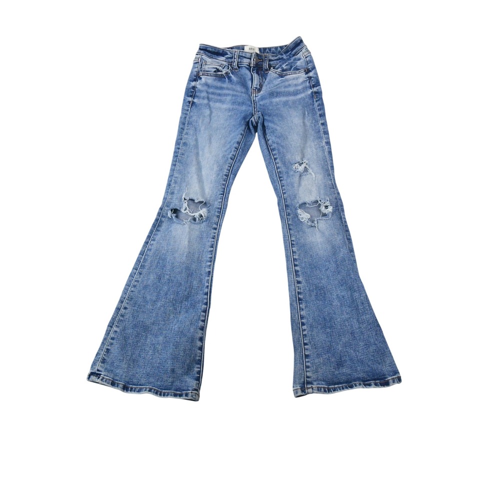 BKE Youth Flare Jeans Kids Size 10R-23x26Adjustable Waist Distressed Ripped Knee